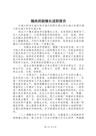 镇政府副镇长述职报告