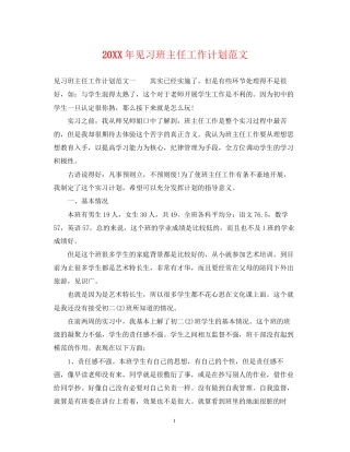 见习班主任工作计划范文