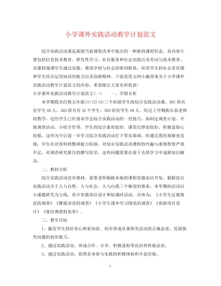 小学课外实践活动教学计划范文