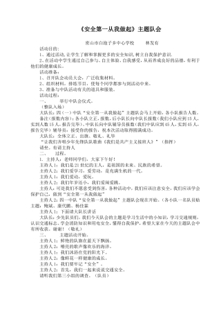安全第一从我做起主题队会