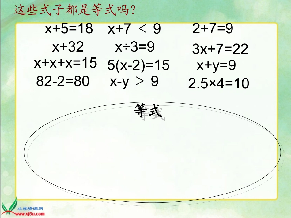 (人教新课标)五年级数学上册课件_方程的意义_1_第3页