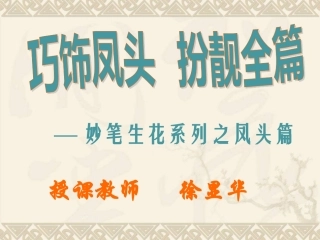 巧饰凤头扮靓全篇徐显华