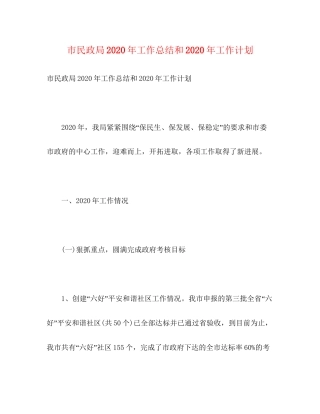 市民政局年工作总结和年工作计划