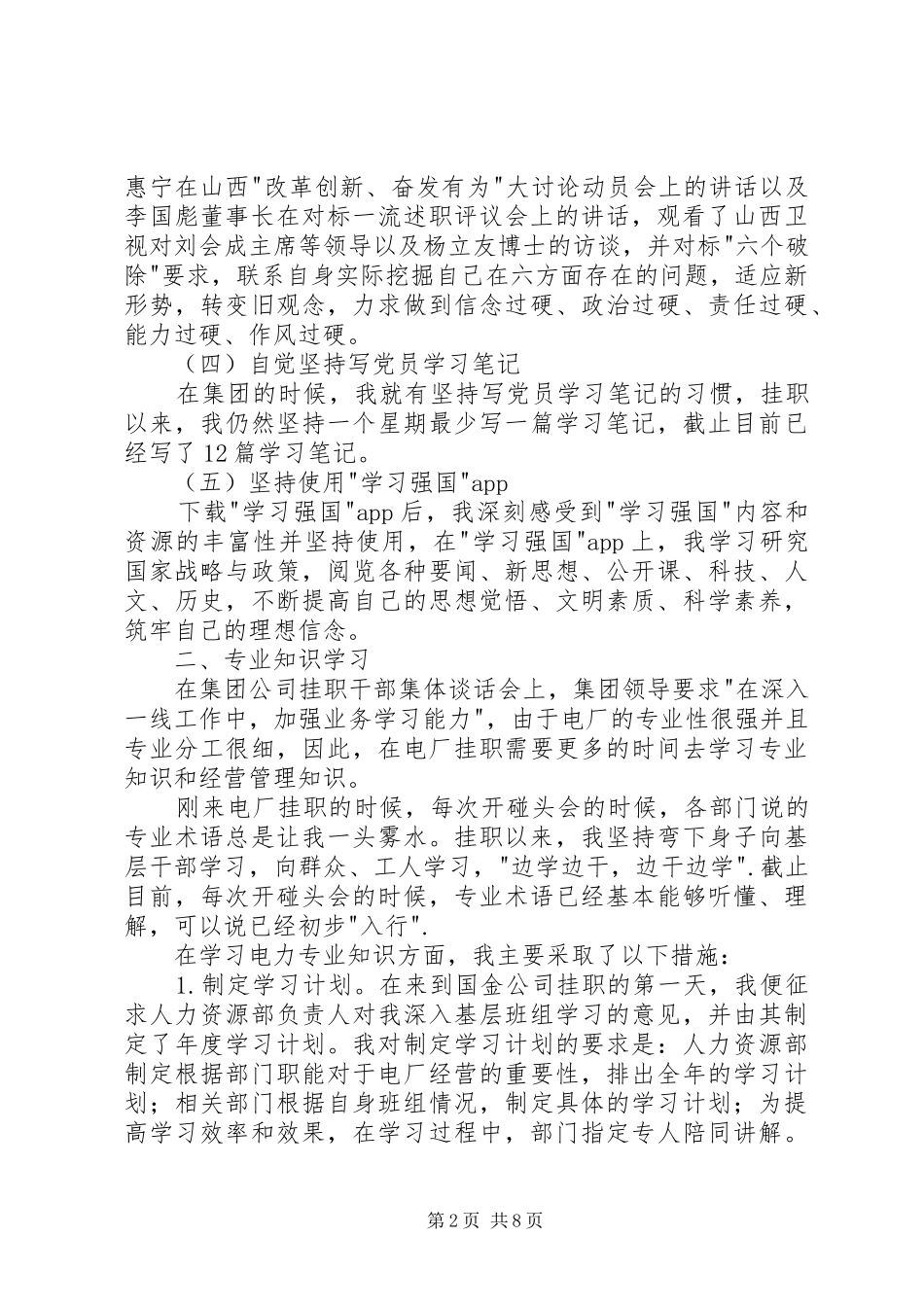 中层挂职干部季度述职报告_第2页