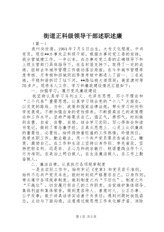 街道正科级领导干部述职述廉