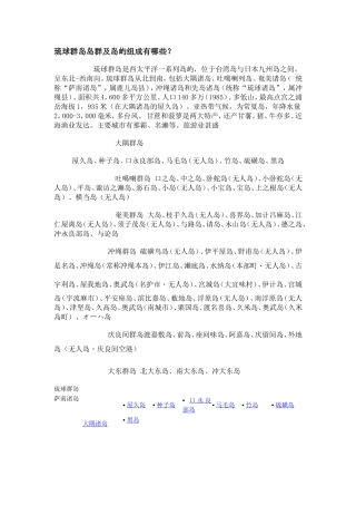 琉球群岛岛群及岛屿组成有哪些