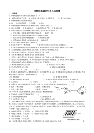 动物细胞融合和单克隆抗体(1)