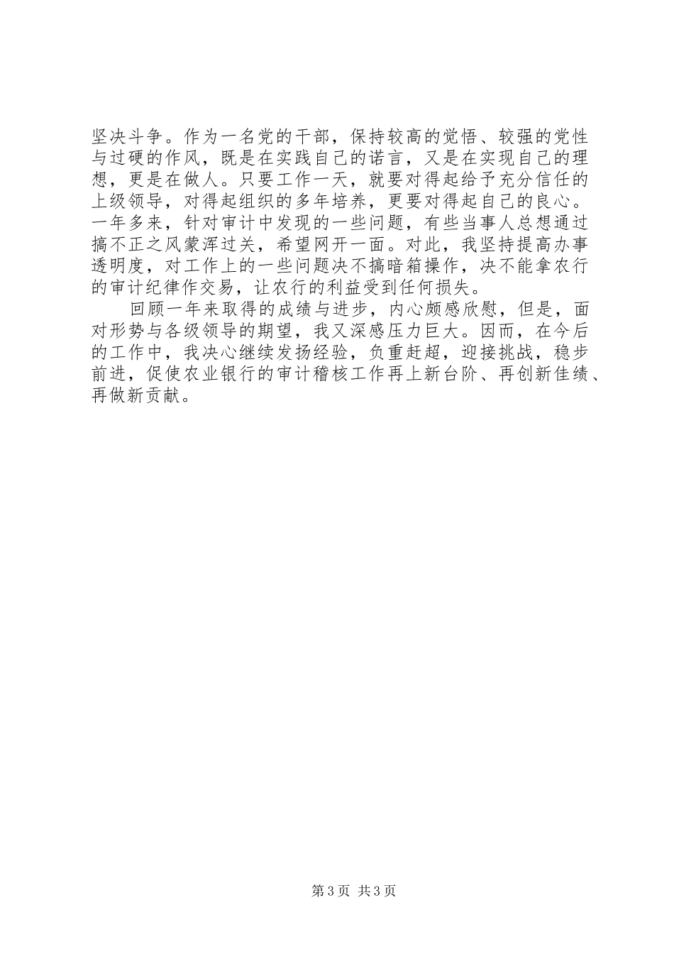 银行审计办副主任工作述职报告_第3页