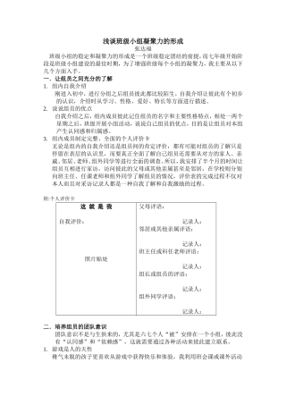 浅谈班级小组凝聚力的形成