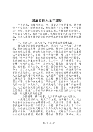 综治责任人全年述职