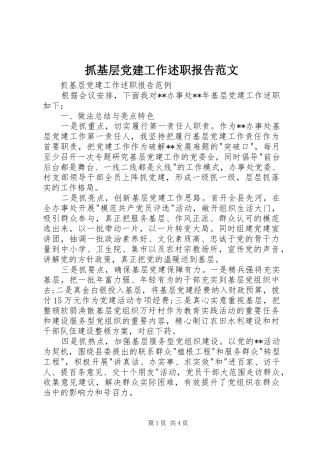 抓基层党建工作述职报告范文