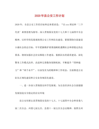 2020年县公安工作计划
