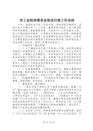 市工业经济委员会依法行政工作总结 