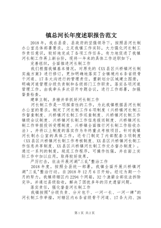 镇总河长年度述职报告范文