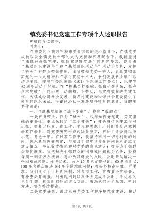 镇党委书记党建工作专项个人述职报告