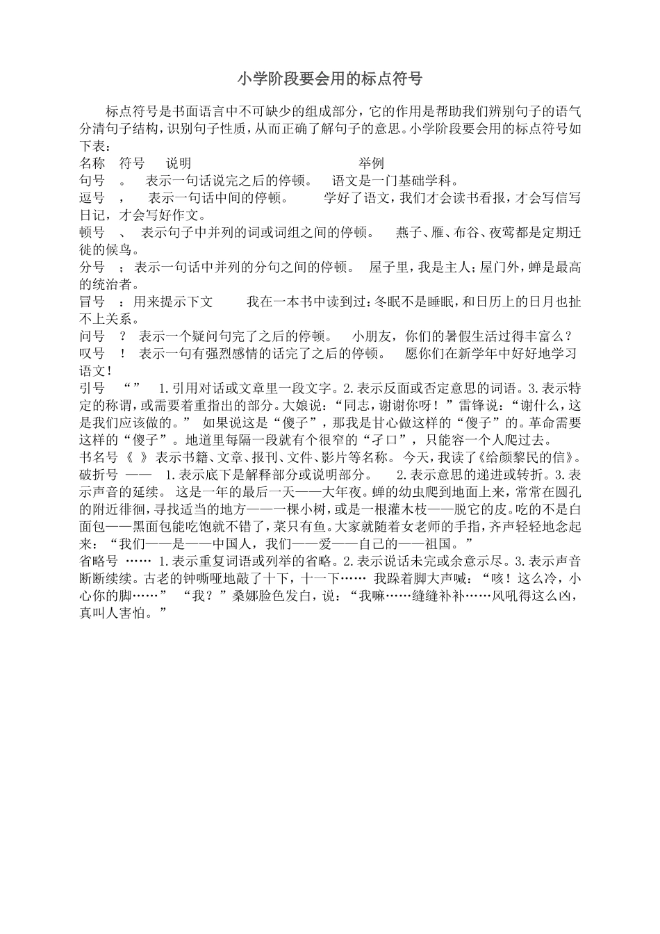 小学阶段要会用的标点符号_第1页
