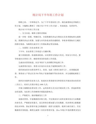 统计局下半年的工作计划
