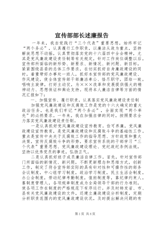 宣传部部长述廉报告