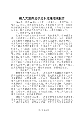 镇人大主席述学述职述廉述法报告