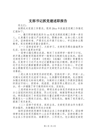 支部书记抓党建述职报告