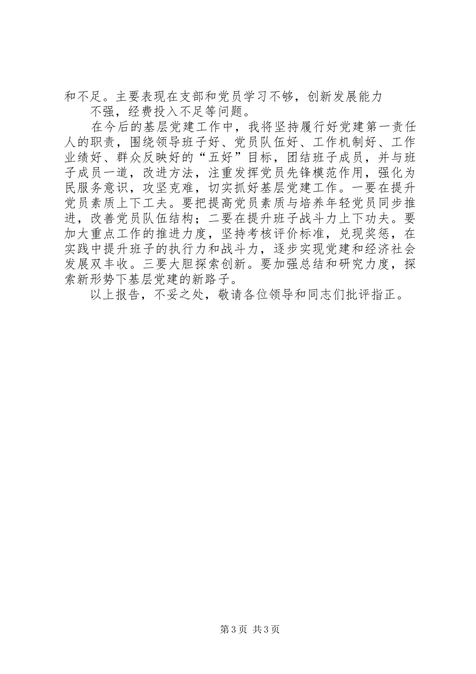 照明村书记抓基层党建工作专项述职报告0_第3页