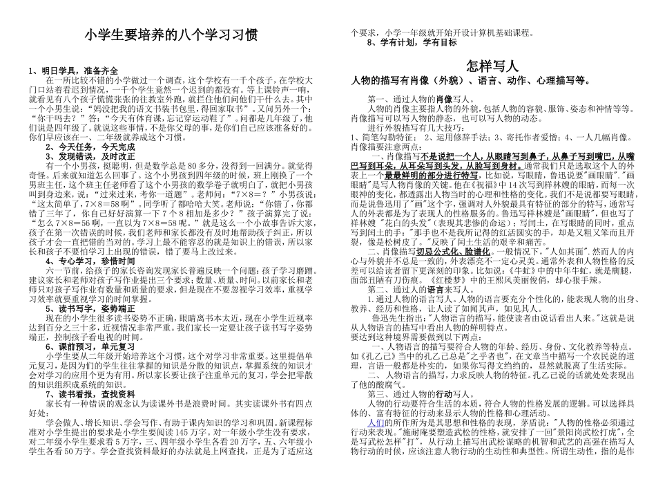 小学生要培养的八个学习习1_第1页