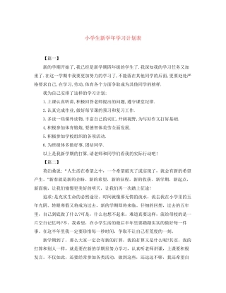 小学生新学年学习计划表