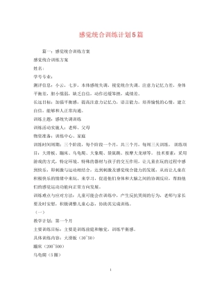 感觉统合训练计划5篇