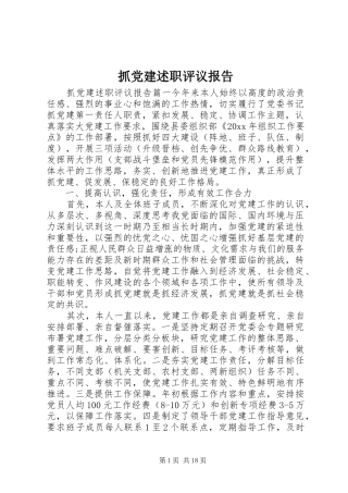 抓党建述职评议报告