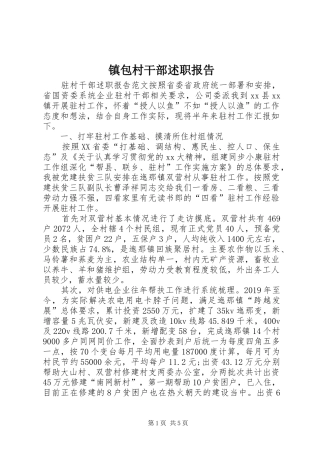 镇包村干部述职报告