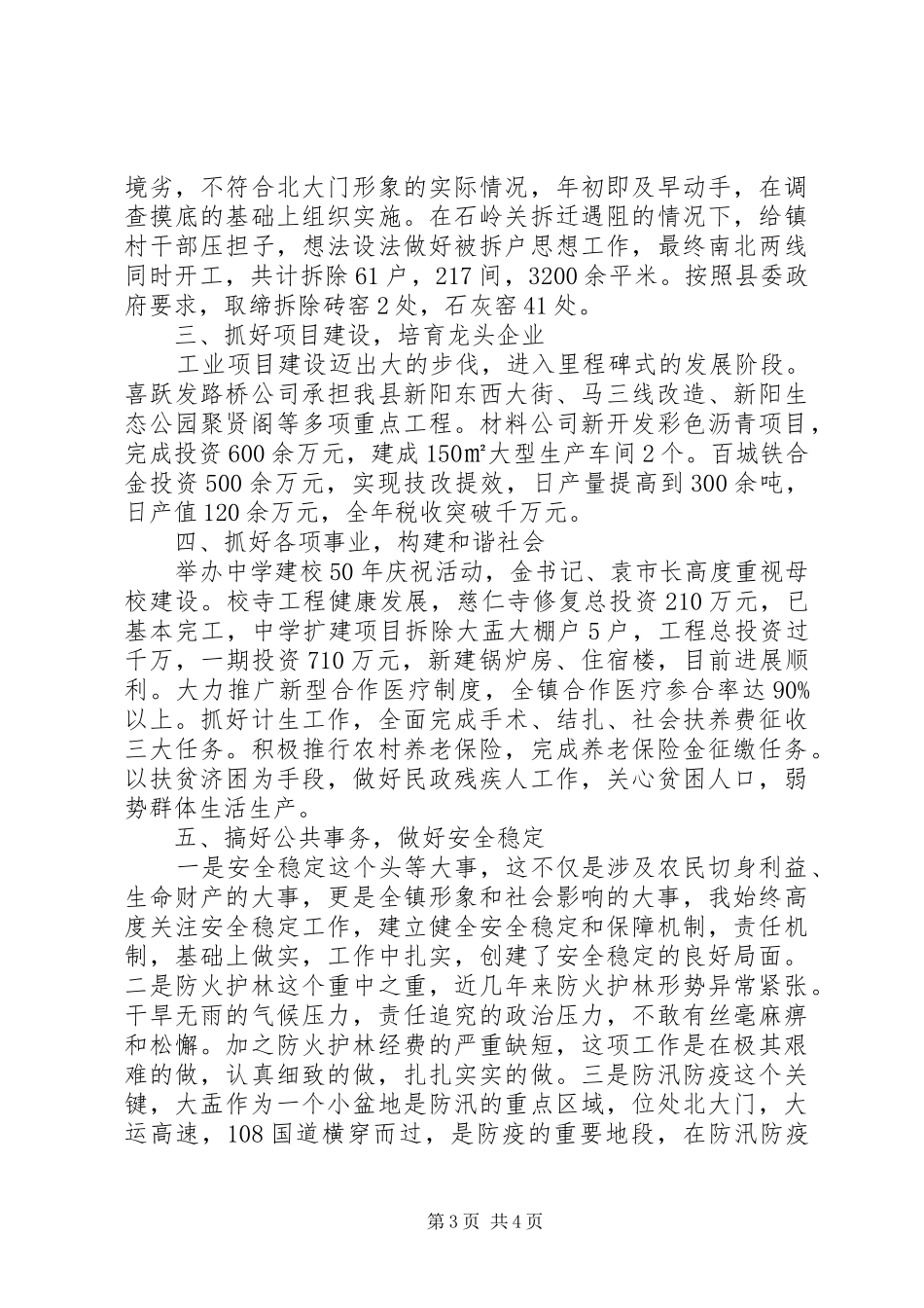 镇党委副书记、镇长年终述职述廉报告_第3页