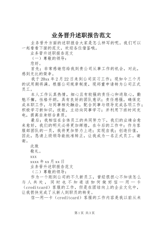 业务晋升述职报告范文