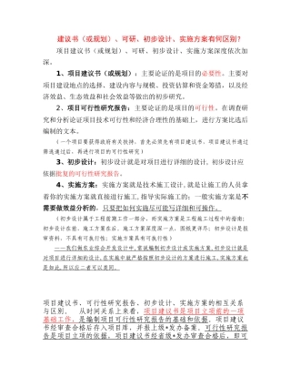 建议书(或规划)、可研、初步设计、实施方案