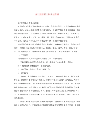 部门副部长工作计划范例