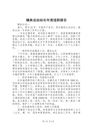 镇林业站站长年度述职报告