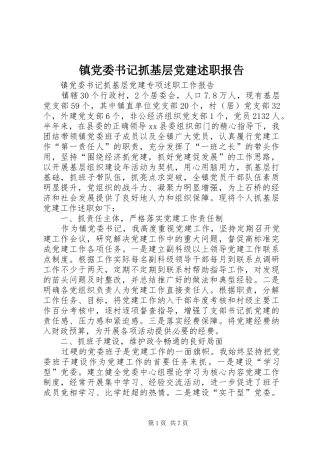 镇党委书记抓基层党建述职报告