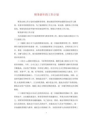 财务新年的工作计划