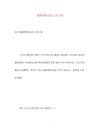 销售总监工作计划4