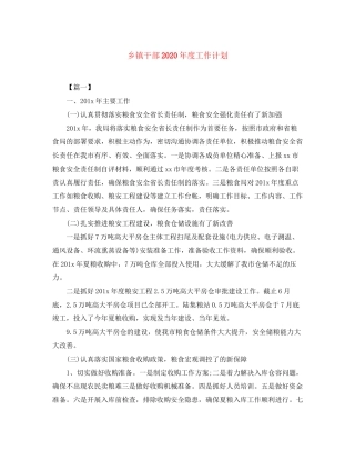 乡镇干部年度工作计划2