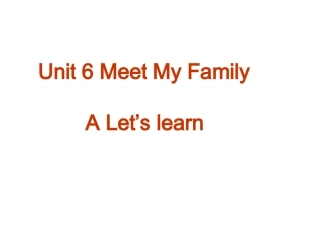 PEP小学英语四年级上册U6Alearn