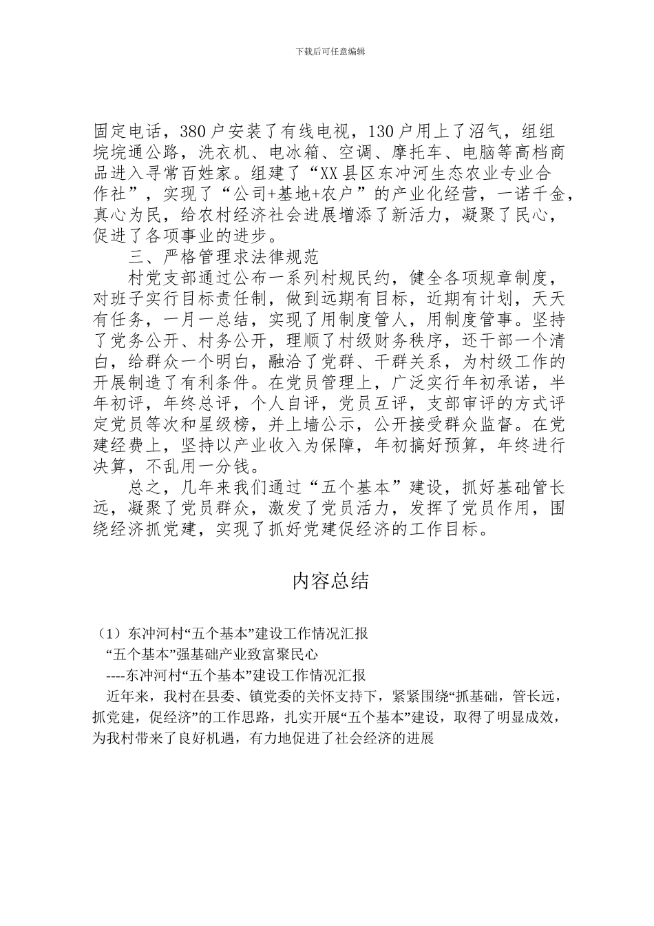 2024年东冲河村“五个基本”建设工作情况汇报_第2页