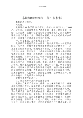 2024年东坑镇综治维稳工作汇报材料
