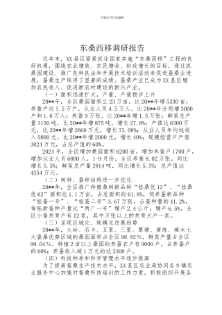 2024年东桑西移调研报告