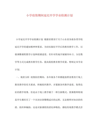 小学疫情期间延迟开学学业检测计划