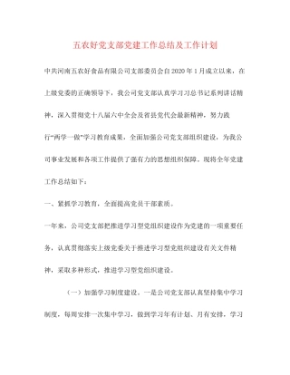 五农好党支部党建工作总结及工作计划