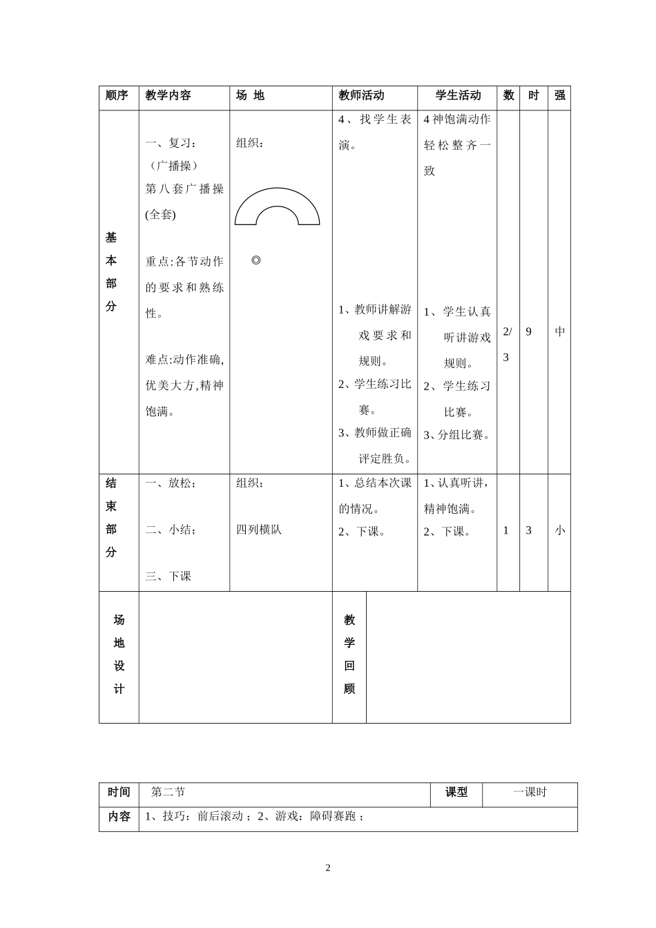 小学二年级体育教案全集之一_第2页
