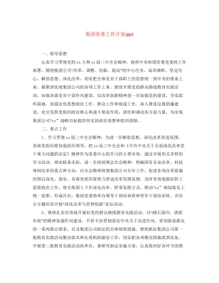集团党委工作计划ppt