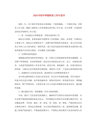2020年初校财务工作计划书