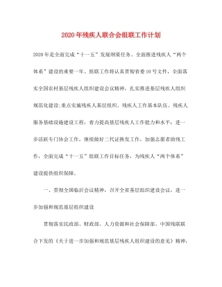 2020年残疾人联合会组联工作计划