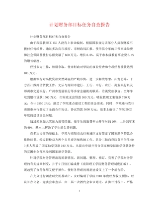 计划财务部目标任务自查报告